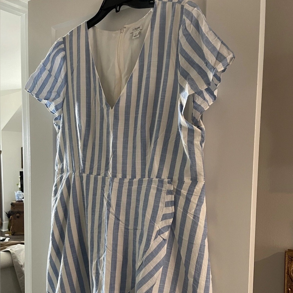J. Crew Blue and White Striped Mini Dress